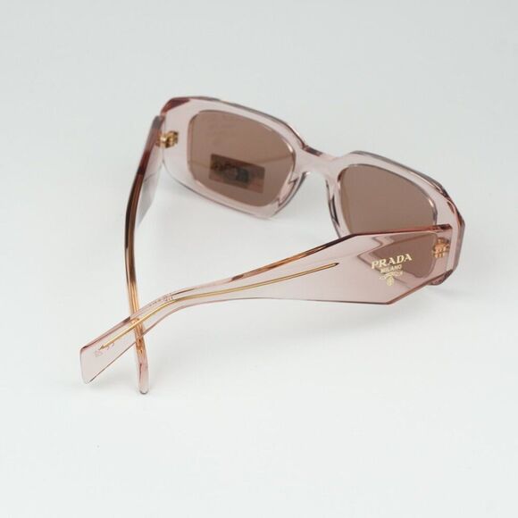 NEW Prada PR17WS 19Q10D Transparent Peach Brown Rectangle Unisex Sunglasses - Picture 6 of 12